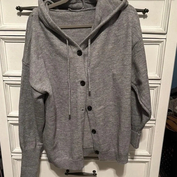 Gray Button-Up Hoodie (Oversized) - Picture 1 of 1